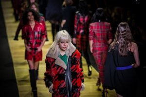 Models wear creations for Barbara Bui's Fall-Winter 2016-2017 ready-to-wear fashion collection, presented Thursday, March 3, 2016 in Paris. (AP Photo/Vianney Le Caer)