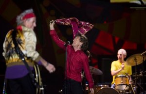 FILE - In this Feb. 20, 2016, file photo, The Rolling Stones' Mick Jagger, Keith Richards, left, and Charlie Watts perform during their Latin America tour, at the Maracana stadium in Rio de Janeiro, Brazil. The Rolling Stones say they will play a free concert in Havana on March 25, becoming the biggest act to play Cuba since its 1959 revolution. (AP Photo/Leo Correa, File)