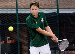Freshman Benedikt Henning won his fifth straight singles match during Norfolk State's 6-1 loss to No. 70 William & Mary on Friday, Mar 18, morning in men's tennis action at the Millie West Tennis Facility at William & Mary. Photo from NSUSpartans.com. 