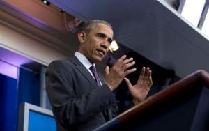 President Barack Obama speaks during a news conference with college students in the Brady Press Briefing Room in Washington, Thursday, April 28, 2016. (AP Photo/Carolyn Kaster)