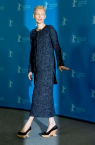 FILE - In this Thursday, Feb. 11, 2016 file photo, actress Tilda Swinton leaves after a photo call for the film 'Hail Caesar' at the 2016 Berlinale Film Festival in Berlin, Germany. One of the screenwriters of the film "Doctor Strange" has suggested that the casting of British actress Tilda Swinton as sorcerer the Ancient One, who is a Tibetan male character in the "Doctor Strange" comic books, was partly done to avoid potentially offending China's government and moviegoers, who now represent the world's second-largest annual box office after North America. (AP Photo/Axel Schmidt, File)