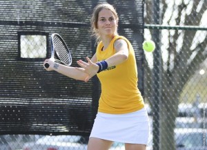 The Norfolk State women's tennis team lost all three doubles matches but came back to win the first four singles contests to defeat Longwood by a 4-1 margin on Sunday, April 10, afternoon at the NSU Tennis Complex. Photo from NSUSpartans.com. 