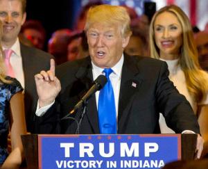 FILE - In this May 3, 2016, file photo, Republican presidential candidate Donald Trump speaks in New York. With six months to go, the U.S. election campaign has boiled down to an unprecedented contest that could transform America's role in the world. Democrat Hillary Clinton, a fixture on the political stage for a quarter century, is set to face Donald Trump, a brash billionaire real estate mogul who has never held elected office. (AP Photo/Mary Altaffer, File)