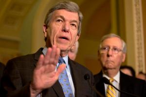 Sen. Roy Blunt, R-Mo., left, accompanied by Senate Majority Leader Mitch McConnell of Ky., speaks about Zika funding during a news conference on Capitol Hill in Washington, Tuesday, May 17, 2016. (AP Photo/Jacquelyn Martin)