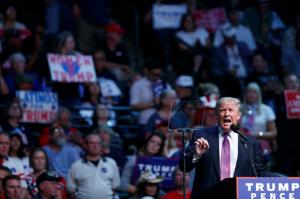 Republican presidential candidate Donald Trump speaks during a campaign rally at Xfinity Arena at Everett, Tuesday, Aug. 30, 2016, in Everett, Wash. (AP Photo/Evan Vucci)
