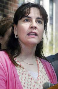 FILE - In this April 17, 2008, file photo, Lisa Miller speaks about her custody battle at a news conference following arguments during her court case in Richmond, Va. Jury selection is scheduled to begin Sept. 20, 2016, in Buffalo, N.Y., in the federal trial of Virginia businessman Philip Zodhiates, charged with helping Miller and her daughter Isabella escape in 2009 first to Canada and then to Nicaragua amid the custody battle. Miller and Janet Jenkins of Fair Haven, Vt., dissolved their civil union and Miller left when it seemed likely Jenkins would gain custody of the child born during their time together. (AP Photo/Lisa Billings, File)