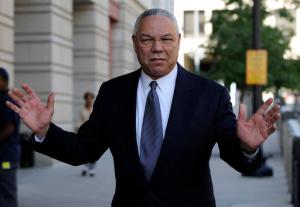 FILE - In this Oct. 10, 2008, file photo, former Secretary of State Colin Powell is seen in Washington. Powell is defending himself following the release of a 2009 email exchange with Hillary Clinton, describing his use of a private, dial-up email account to carry out U.S. government business. Powell said in a statement Sept. 8, 2016, he viewed his use of private email to communicate with foreign leaders and U.S. officials as private conversations similar to phone calls. (AP Photo/Susan Walsh, File)
