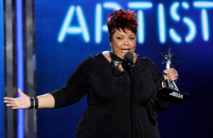 FILE - In this June 29, 2014 file photo, Tamela Mann accepts the award for best gospel artist at the BET Awards at the Nokia Theatre on  in Los Angeles.   Mann found comfort in her new single “God Provides” after unexpectedly hearing it for the first time on the radio shortly after she was robbed outside an Atlanta restaurant a few months ago. The song is featured on singer and actress’ fourth album, “One Way,” which also includes a guest appearance by hit-making producer Timbaland. The album is out Friday, Sept. 9, 2016. (Photo by Chris Pizzello/Invision/AP)