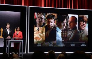 FILE - In this Thursday, Jan. 15, 2015 file photo, Chris Pine, left, and Academy President Cheryl Boone Isaacs announce the Academy Awards nominees for best actor in a leading role at the 87th Academy Awards nomination ceremony in Beverly Hills, Calif. A report to be released Wednesday, Sept. 7, 2016 by the Media, Diversity and Social Change Initiative at the University of Southern California's Annenberg School for Communication and Journalism finds little evidence of Hollywood improving in the diversity of its movie characters or directors. (Photo by Dan Steinberg/Invision/AP, File)