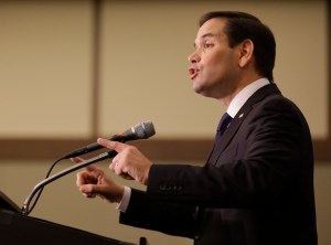 FILE - In this Aug. 30, 2016, file photo, Sen. Marco Rubio, R-Fla. speaks to supporters at a primary election party in Kissimmee, Fla. Democrats are sounding increasingly concerned about their chances of retaking control of the Senate, as Republicans demonstrate a commanding fundraising advantage and Hillary Clinton’s lead narrows in key battleground races. (AP Photo/John Raoux, File)