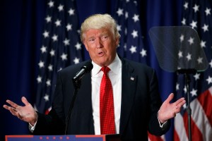 Republican presidential candidate Donald Trump speaks about school choice, Thursday, Sept. 8, 2016, at Cleveland Arts and Social Sciences Academy in Cleveland. (AP Photo/Evan Vucci)