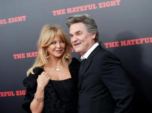 FILE - In this Dec. 14, 2015, file photo, actors Goldie Hawn and Kurt Russell attend the premiere of "The Hateful Eight" at the Ziegfeld Theatre in New York. Hawn tells British chat show "Loose Women" that she "would have been long divorced" is she had gotten married. (Photo by Evan Agostini/Invision/AP, File)