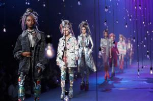 FILE - In this Sept. 15, 2016, file photo, the Marc Jacobs Spring 2017 collection is modeled during Fashion Week in New York. Jacobs was criticized for showcasing white models in dreadlocks during the show. A screengrab showed Jacobs later responding on Instagram that he doesn’t see color or race. In a separate post on Sunday, Sept. 18, 2016, Jacobs said he was sorry for “the lack of sensitivity” in responding to critics. (AP Photo/Mary Altaffer, File)