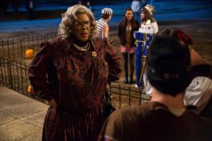 In this image released by Lionsgate, Tyler Perry portrays Madea in a scene from, "Tyler Perry's Boo! A Madea Halloween." (Daniel McFadden/Lionsgate via AP)
