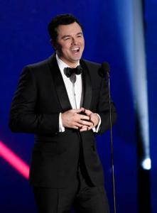 FILE - In this Oct. 30, 2015 file photo, Seth MacFarlane addresses the audience at the BAFTA Los Angeles Britannia Awards in Beverly Hills, Calif. After the 2016 election results, MacFarlane commented on Twitter, “At least pot's legal.” reacting to voters legalizing recreational marijuana use in California, Massachusetts and Nevada. (Photo by Chris Pizzello/Invision/AP, File)