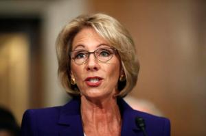 Education Secretary-designate Betsy DeVos testifies on Capitol Hill in Washington, Tuesday, Jan. 17, 2017, at her confirmation hearing before the Senate Health, Education, Labor and Pensions Committee. (AP Photo/Carolyn Kaster)