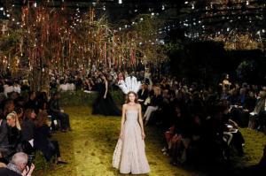 A model wears a creation for Christian Dior's Haute Couture Spring-Summer 2017 fashion collection presented in Paris, Monday, Jan. 23, 2017. (AP Photo/Francois Mori)