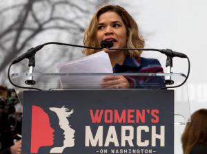 Actress America Ferrera speak to the crowd during the Women's March on Washington, Saturday, Jan. 21, 2017 in Washington. (AP Photo/Jose Luis Magana)