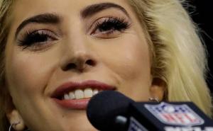 Lady Gaga answers questions at a news conference for the NFL Super Bowl 51 football game Thursday, Feb. 2, 2017, in Houston. (AP Photo/Morry Gash)