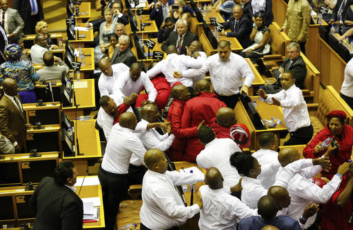 South African lawmakers brawl during protest of&nbsp;president