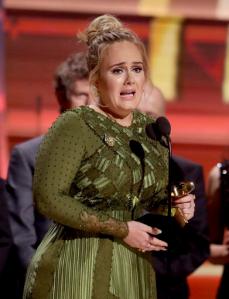 Adele accepts the award for album of the year for "25" at the 59th annual Grammy Awards on Sunday, Feb. 12, 2017, in Los Angeles. (Photo by Matt Sayles/Invision/AP)