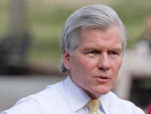 Former Gov. Bob McDonnell answers a reporters questions during an interview on the grounds of the Capitol in Richmond, Va., Wednesday, Feb. 8, 2017. McDonnell is due to appear at a Virginia Capitol Correspondents event Wednesday evening. (AP Photo/Steve Helber)