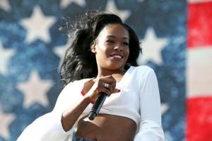 FILE - In this April 10, 2015, file photo, Azealia Banks performs at the 2015 Coachella Music and Arts Festival in Indio, Calif. Banks called out the Barbados-born singer Rihanna after the singer tweeted on Jan. 28, 2017: “Disgusted! The news is devastating! America is being ruined right before our eyes!” The tweet was a response to President Donald Trump’s order to temporarily suspend immigration from seven Muslim majority nations. (Photo by Rich Fury/Invision/AP, File)