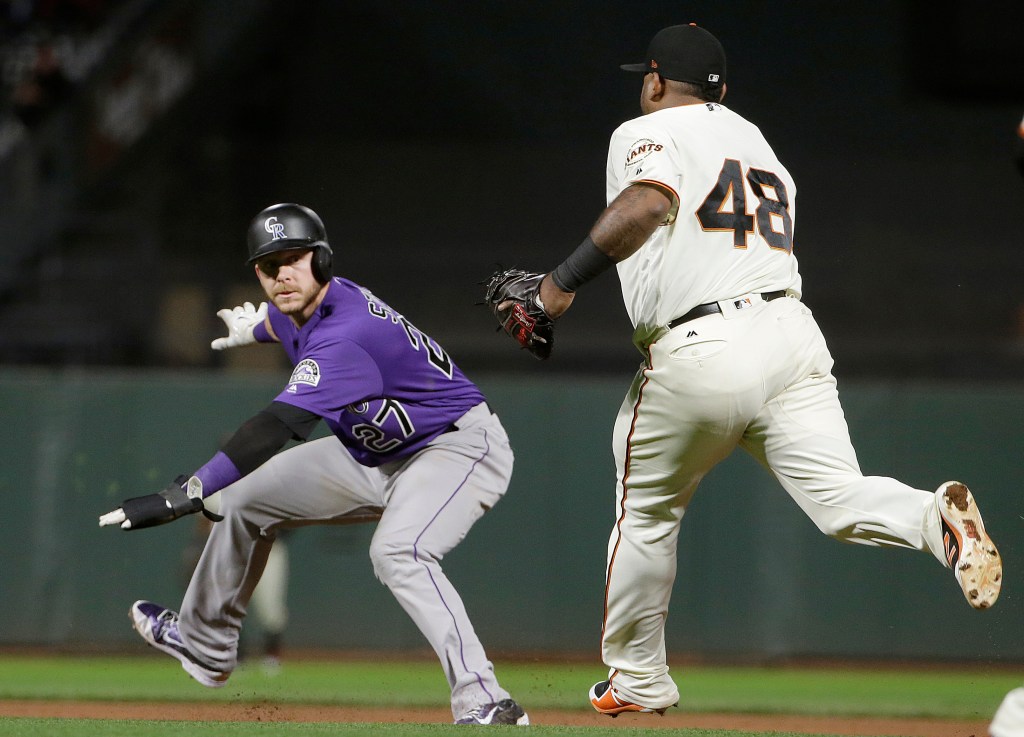 Contending Rockies lose early lead, fall to Giants&nbsp;4-3