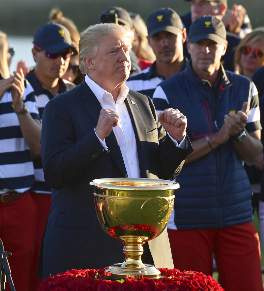 Trump arrives at Liberty National for Presidents Cup&nbsp;finale